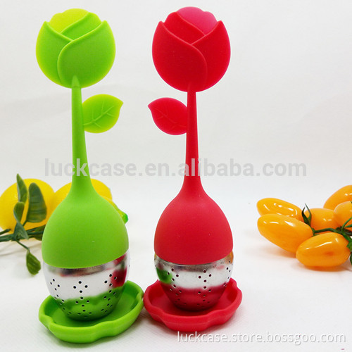 Creative Flower Shape Food Grade Silicone Tea Strainer /Infuser/Filter with Stainless Steel